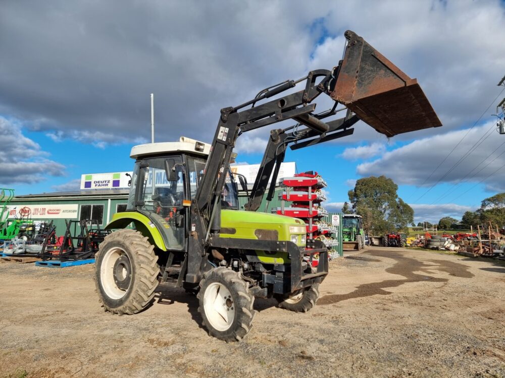 SOLD - Package Deal - Used Agrison 50hp 4wd Cab tractor with 4in1 bucket, Hay Forks, Pallet Forks and Kanga Slasher - Image 2
