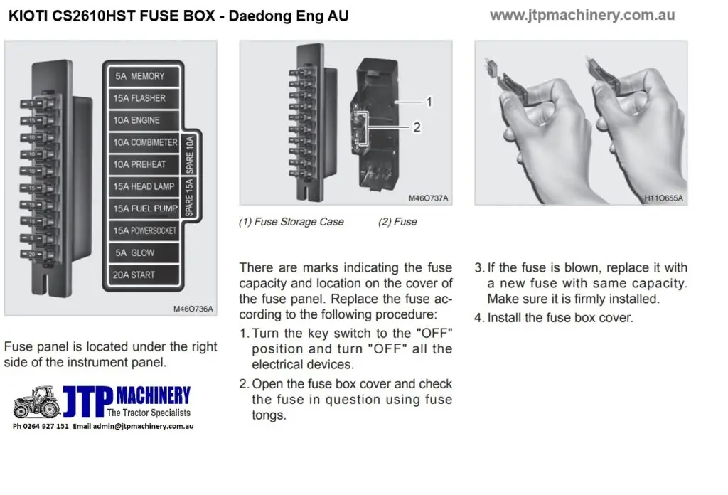 Kioti CS2610 Fuse Box Daedong engine Australia